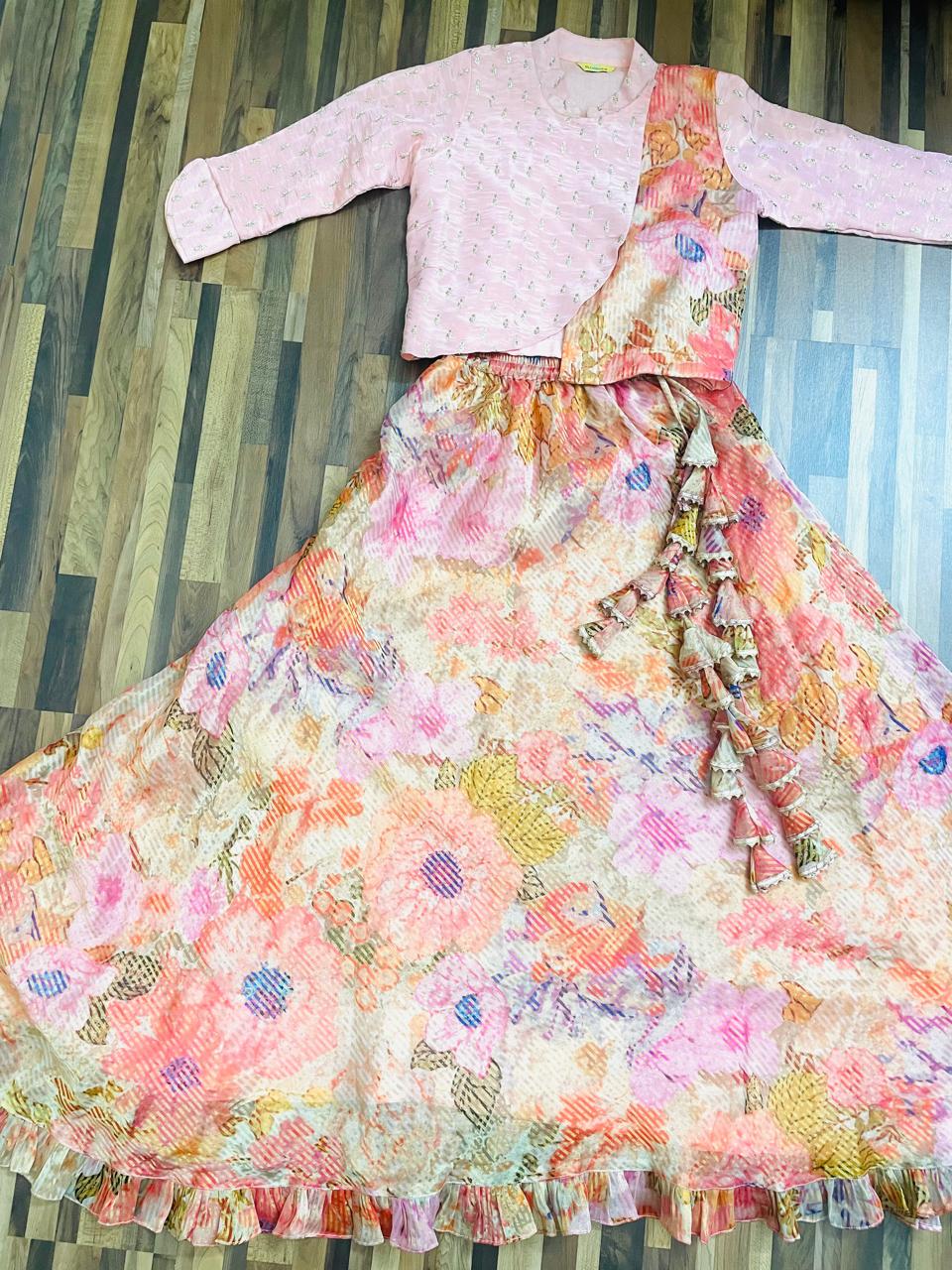 Peach bloom lehenga set