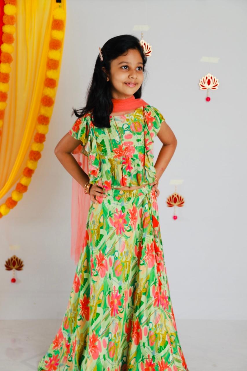 Crepe floral lehenga set