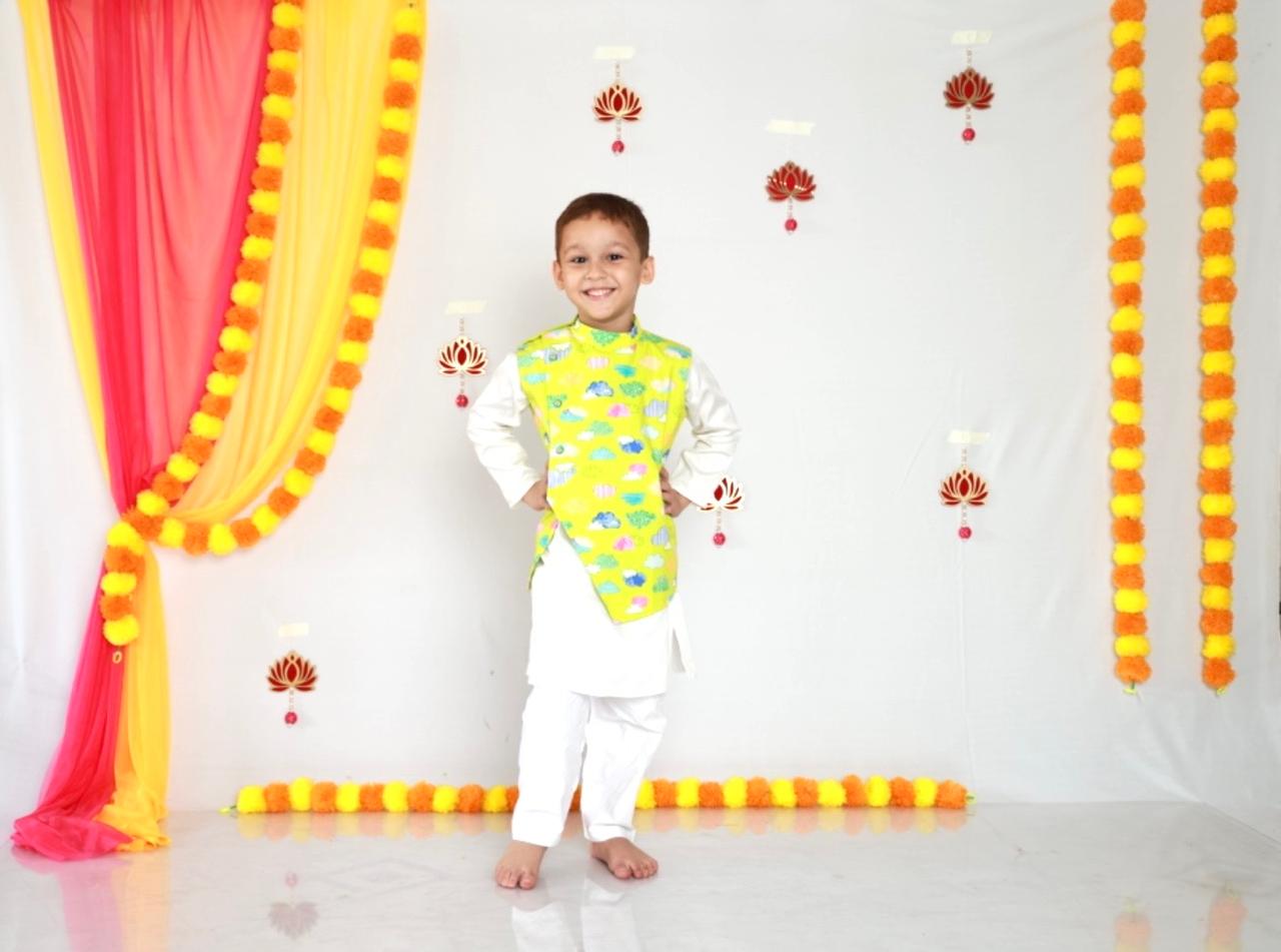 Green Jacket Cloud kurta and jacket set