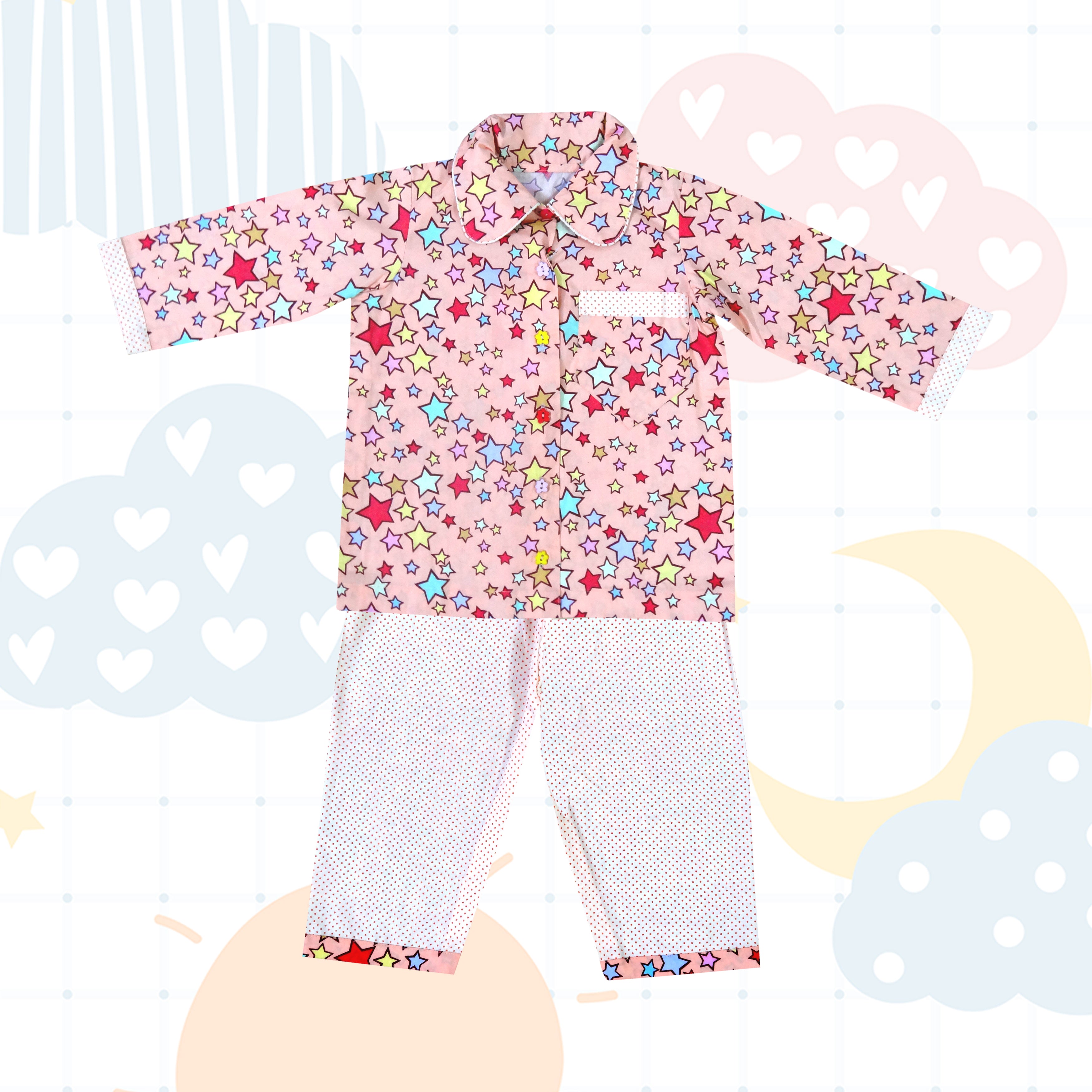 Peach Design Star Nightsuit