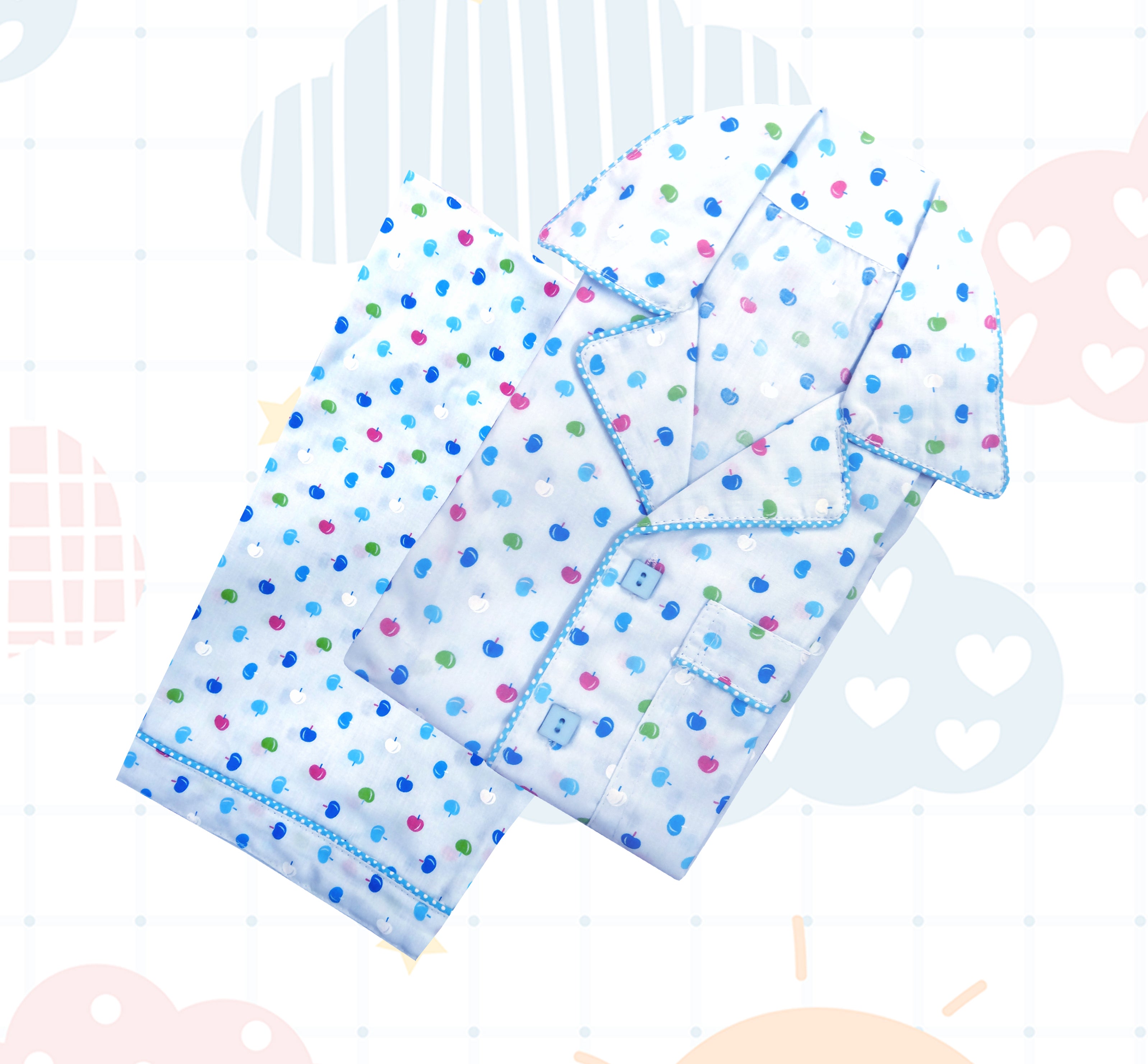 Light Blue Apple Design Nightsuit