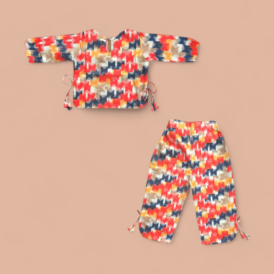 Triangle Maze With Side Bow Tie - Top & Pant