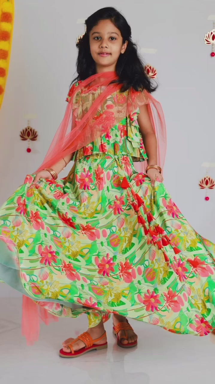 Crepe floral lehenga set
